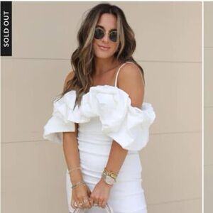 Vici White Ruffle Off-Shoulder Mini Dress